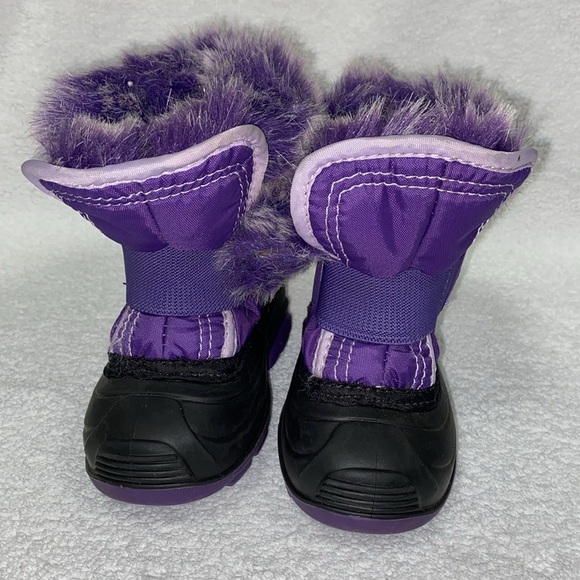 Kamik Girls Sugar Plum Snow Boots Purple Faux Fur Lined Hook Loop Round Toe 6 - Picture 2 of 9